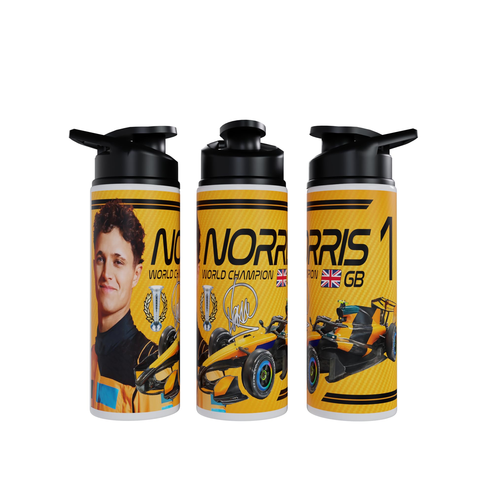 Partisan Norris Water Bottle F1 inspired Racing Fan Gift Aluminium Sports Bottle with Flip Lid Carry Handle (Orange, 600.0, Millilitres)