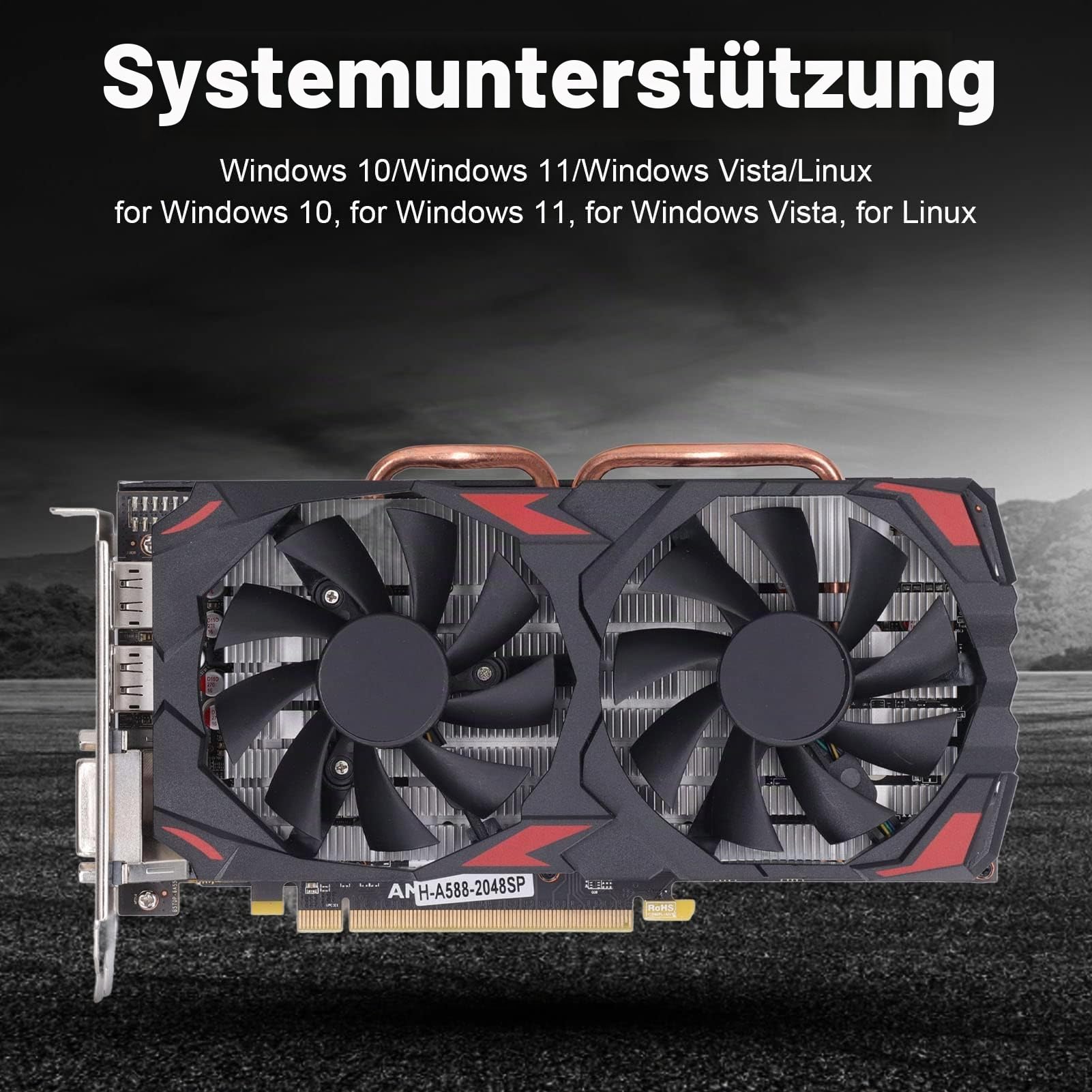 Dpofirs RX 580 8 GB 256BIT Gaming-Grafikkarte mit Zwei Lüftern für Desktop-PCs, Plug-and-Play, Effizient und Leise, Einfache Installation, Stabil und Langlebig (580 8G D5)