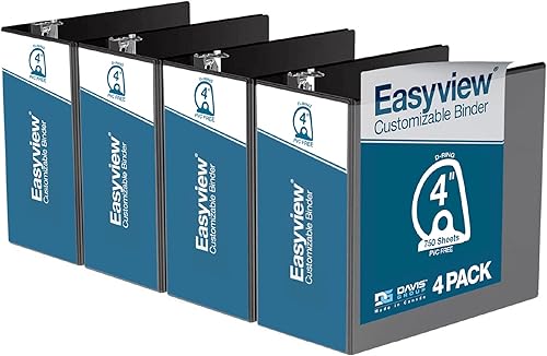EasyView - Carpetas de 4 pulgadas con anillas en D en ángulo de alta calidad, carpetas personalizables de 3 anillos para la escuela, el trabajo o el