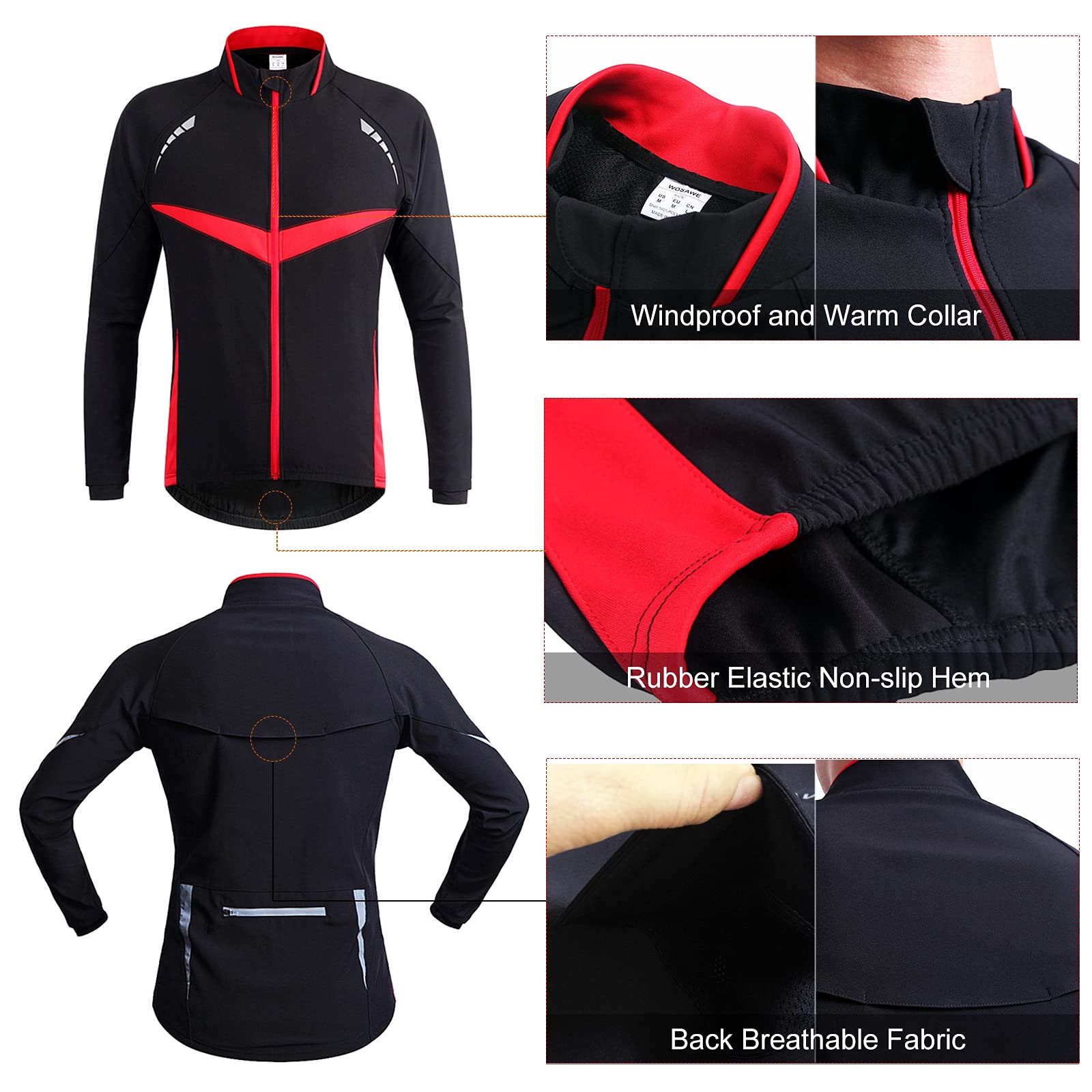 Chaqueta Cclismo Hombre Invierno Resistente al Viento Transpirable Cálida Impermeable Chaqueta Abrigo Reflectante para Ciclismo, Chaquetas de Bicicleta MTB