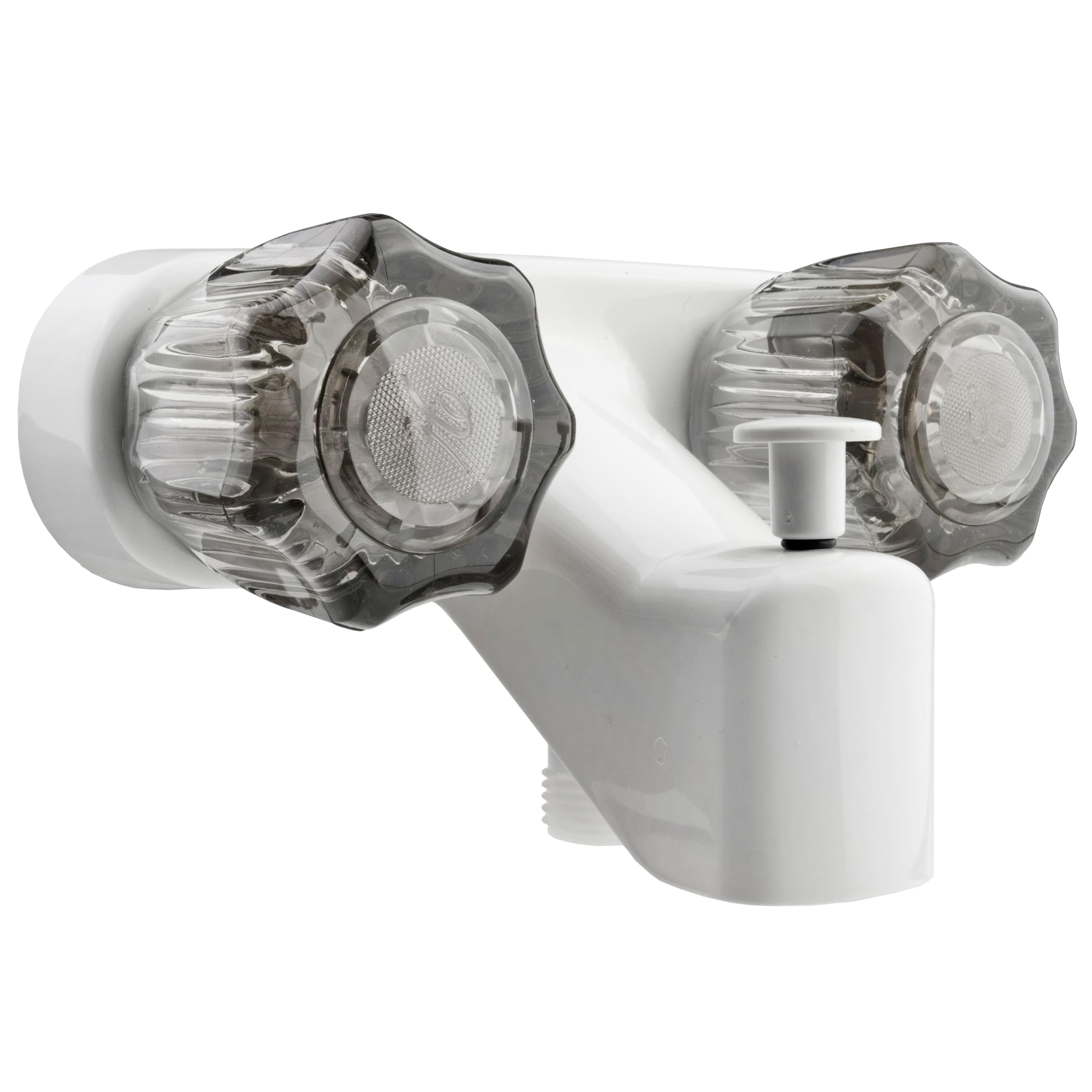 Dura Faucet (DF-SA110S-WT) - Dispensador de válvula de grifo de ducha y bañera, acabado en blanco, perillas acrílicas para: vehículo recreativo, autocaravana, remolque de viaje, camper, quinta rueda (5ª), remolque