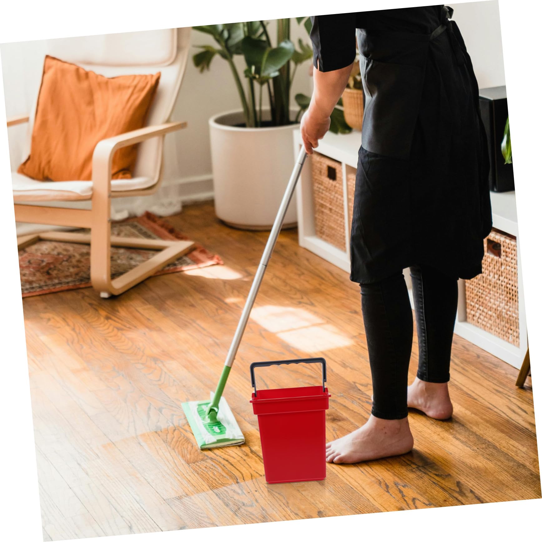 SHINEOFI 2 Cubos de Plástico Diseño Moderno con Asa y Operación Rápida Contenedores Multiusos para Carrito de Limpieza Profesional para Residuos y Agua en Espacios Comerciales