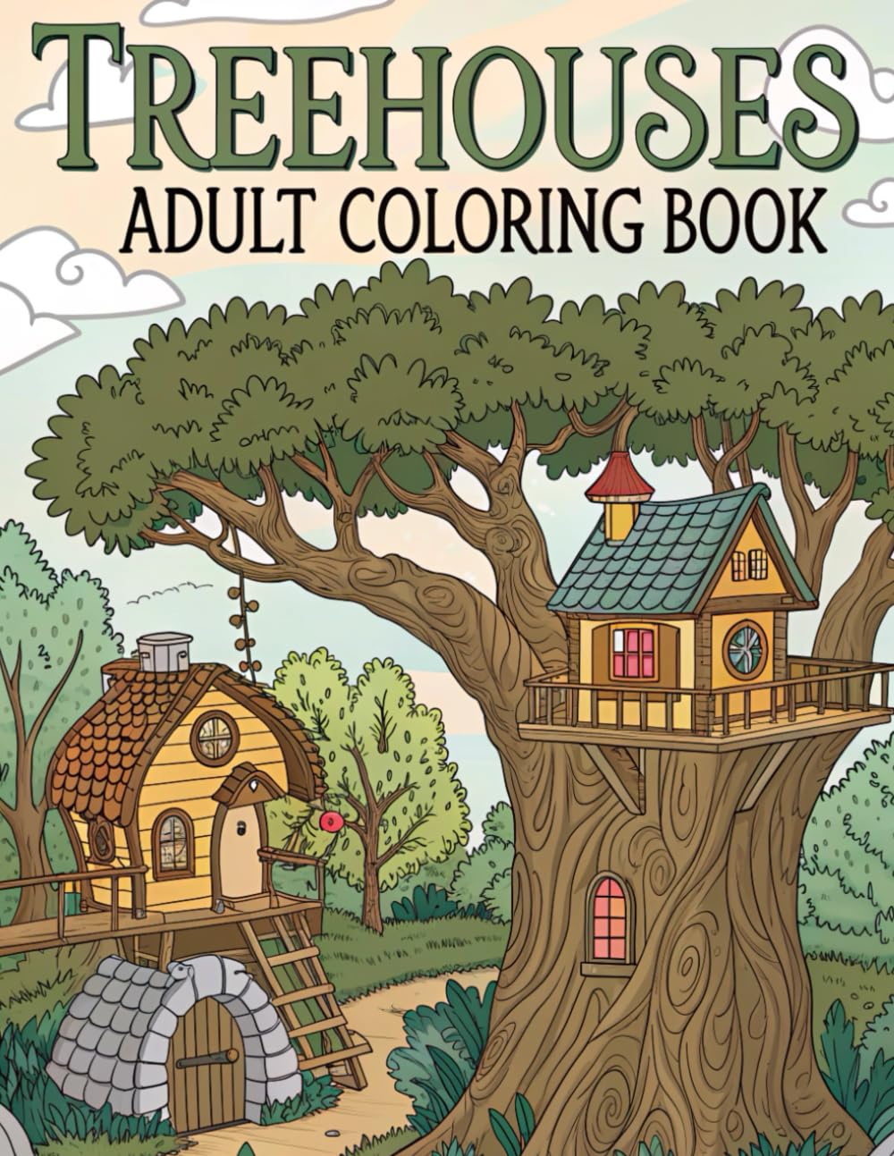 Treehouses Adult Coloring Book: Magical and Enchanting Treehouses to Color
