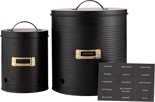 Mason Cash Typhoon Otto 2-Piece Root Vegetable Storage Set | Black