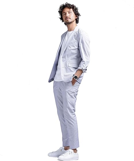 Amazon ナノユニバース ダメリーノ ｓｏｌｏｔｅｘシアサッカーストライプ セットアップ メンズ Xl ホワイト Nano Universe パンツ 通販