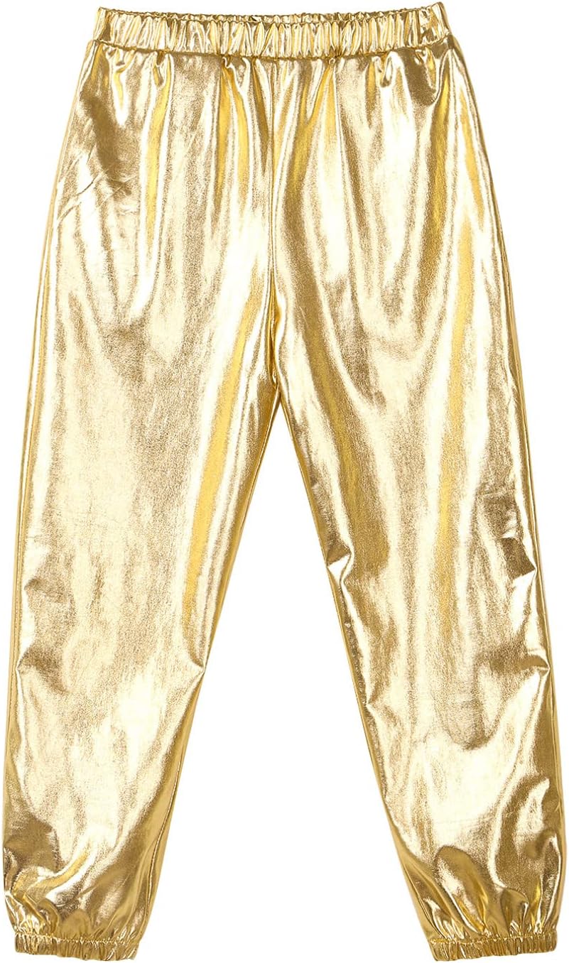 TiaoBug Kids Boys Girls Jazz Hip Hop Dance Costume Shiny Metallic Long Sleeves Bomber Jacket Pants Dancewear Set - Image 5