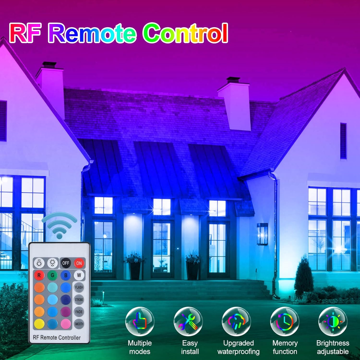 LED Wall Washer Light 144W RGBW Outdoor Spotlight, Outdoor ​Color Changing Stage Lights with Remote, Uplights for Weddings, Parties, Patio, Outdoor Wall,Landscape Lighting, IP65 Waterproof US 3-Plug