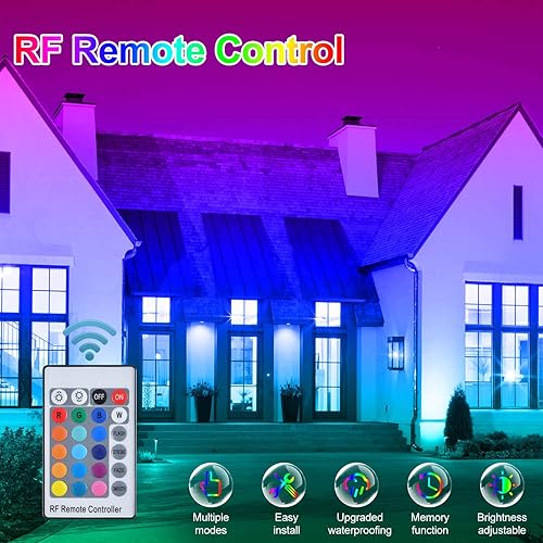 Vista 8 de 48W Wall Washer LED Lights,RGB 5000K Daylight Color Changing Wall Washer Light with Remote,IP65 Waterproof Outdoor LED Light Bar Suitable for