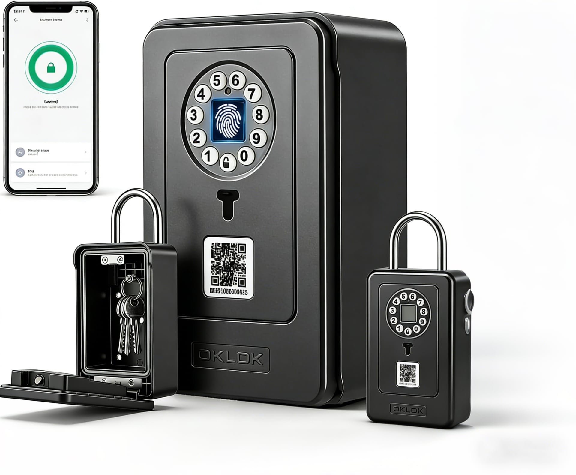 Boîte de verrouillage à clé 8 en 1 à empreinte digitale et contrôle à distance Bluetooth