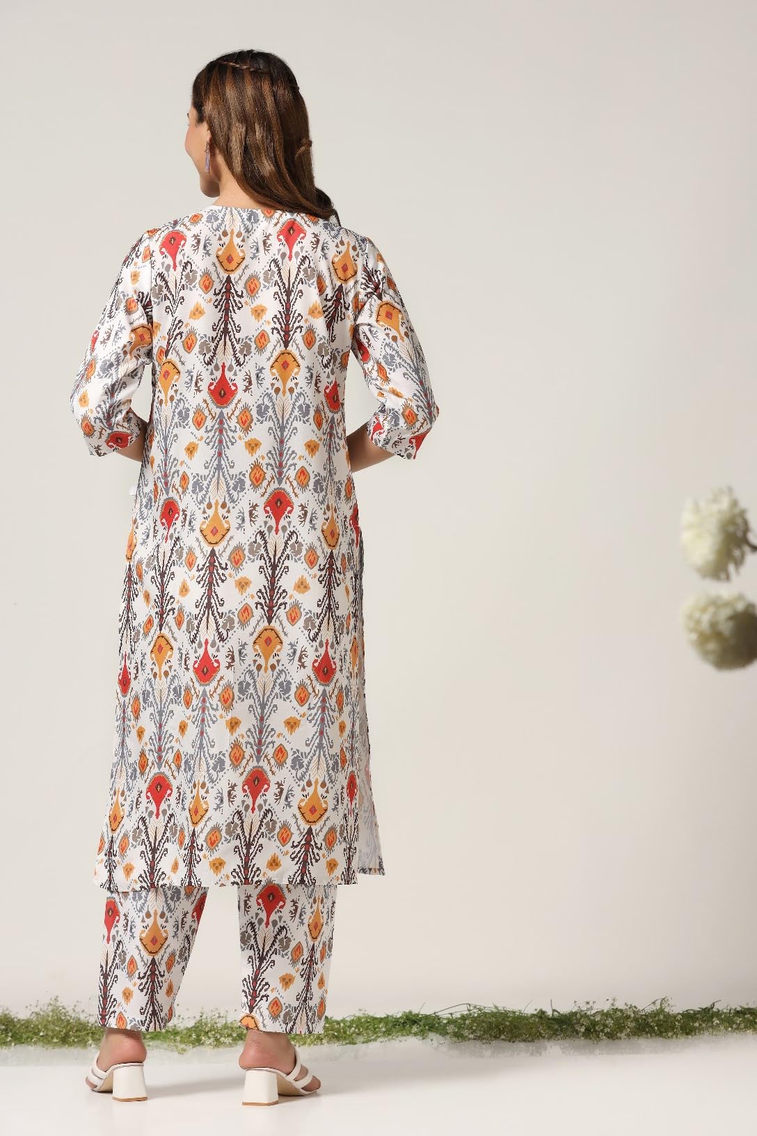 Om Sai Latest Creation Women Cotton Blend Fancy Kurta Set Regular Fit Printed (Oslc-K731&P153_Off White_Xl)