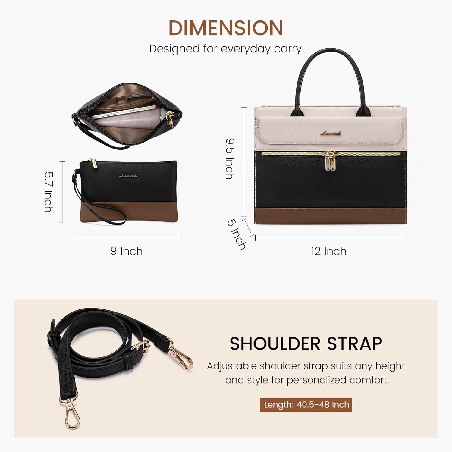 LOVEVOOK Purses and Handbags for Women,Leather Shoulder Bag Black Purse Tote,Satchel Crossbody Bags Top Handle for Ladies - Image 6