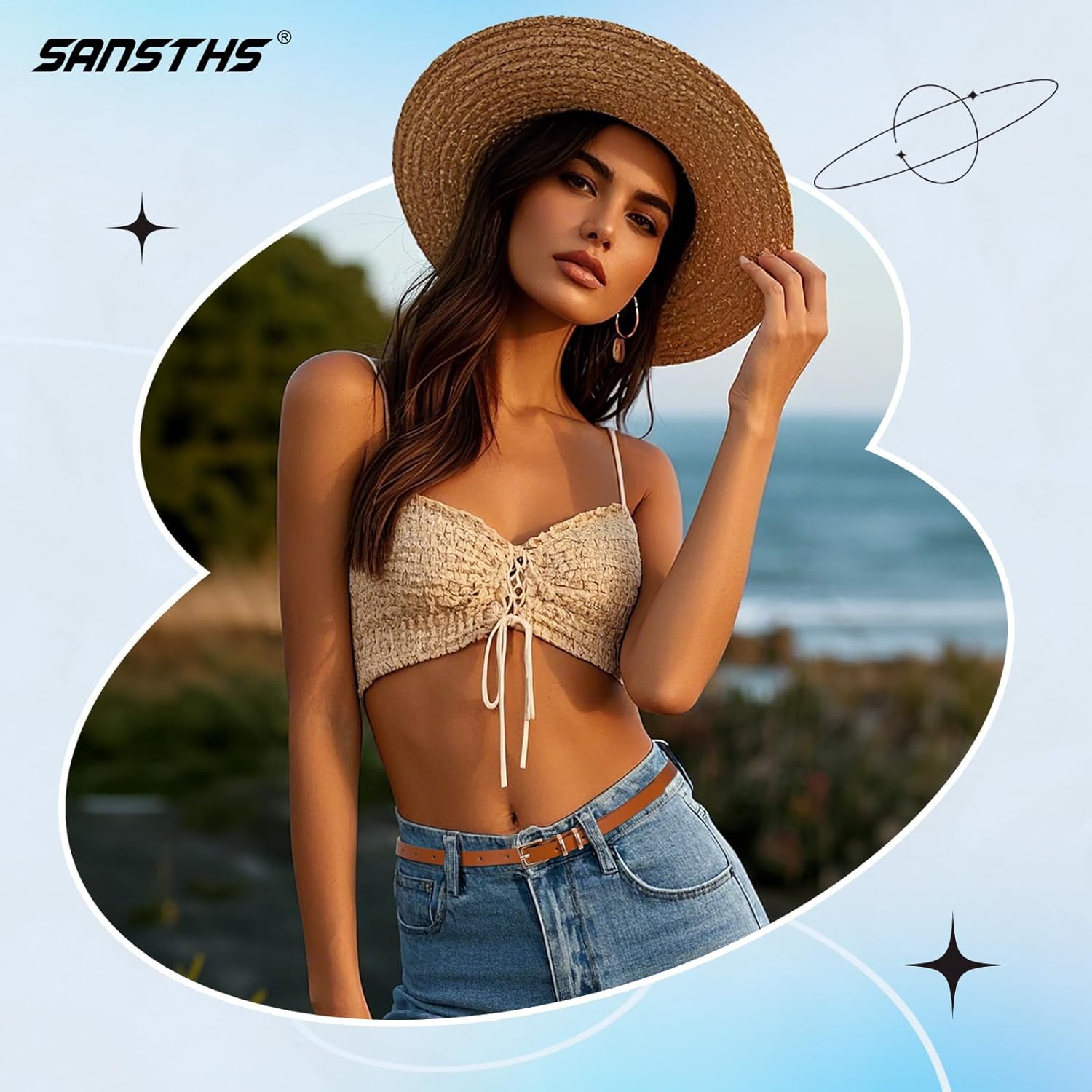 SANSTHS 4 Pack Women Thin Belts for Jeans Dresses Coats Skinny Women Belt with Gold Alloy Buckle - Image 5