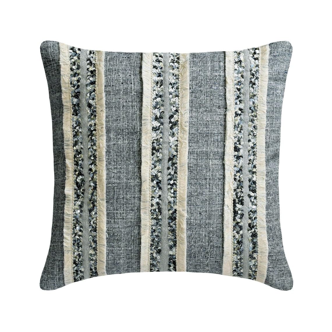 The HomeCentric Blue Pack of 2, 65x65 cm (26"x26") European Pillow Shams, Jacquard Lace & Sequins European Pillow Shams, Abstract Pattern Moroccan Style - Moroccan Daze โ image 1