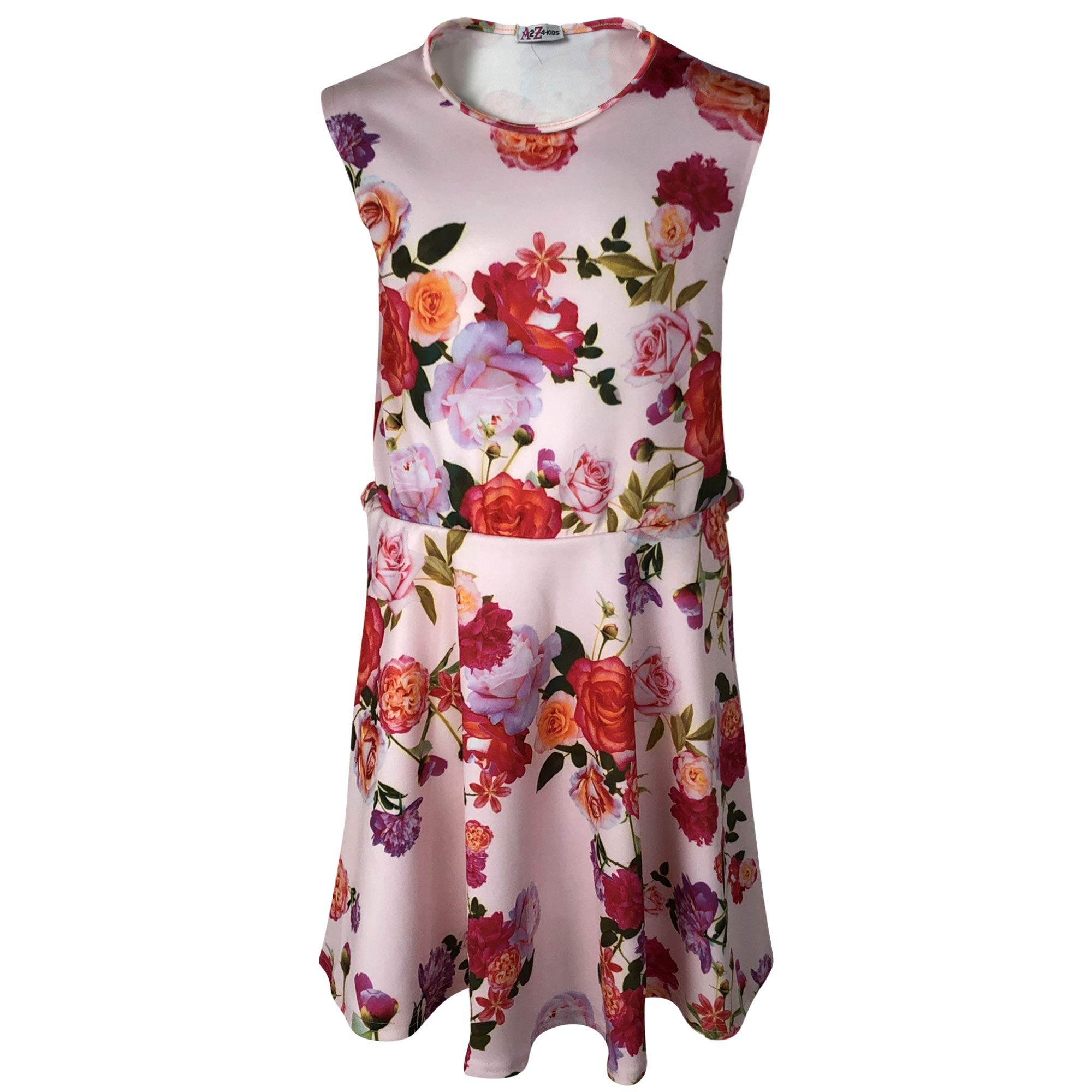 A2z 4 Kids Girls Style No 1 Skater Dress Kids Floral Aztec Animal Neon Belted - Skater Dress 13