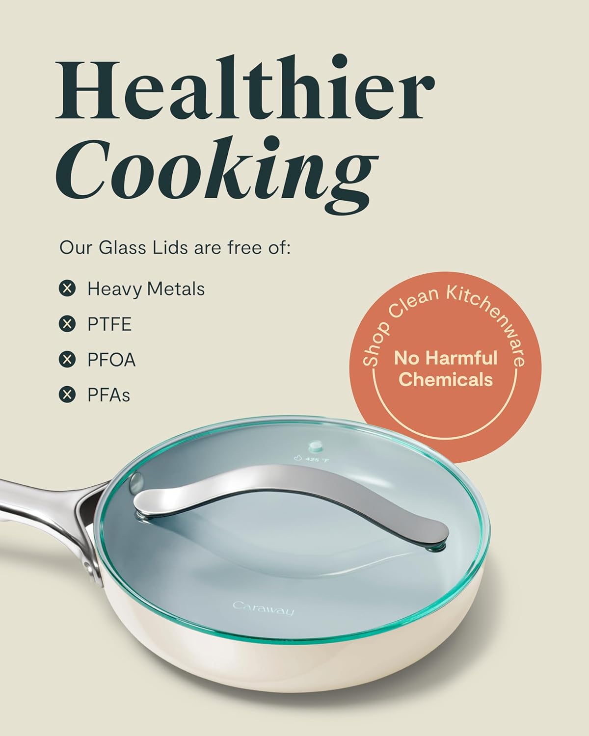 Caraway 8" Glass Lid for Pots and Pans - Made With Tempered Glass - Sized to Fit Caraway Ceramic-Coated & Stainless Steel Cookware - Image 5