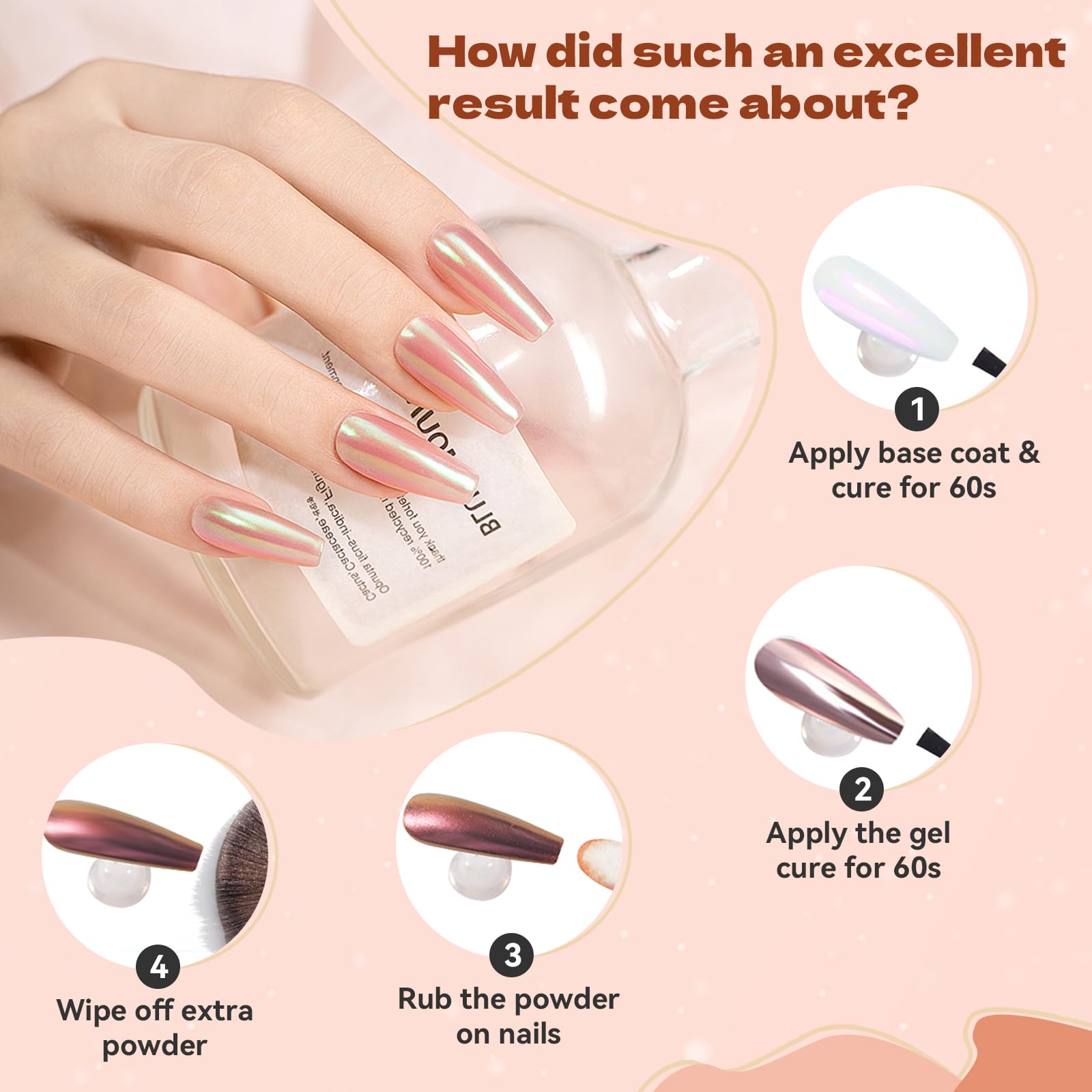 ZhouWei Zestaw 22 chromowanych paznokci w proszku do paznokci, metal chromowany puder do paznokci Crome, efekt lustra, puder do paznokci, duża pojemność, brokat, zestaw do malowania paznokci, do wielu