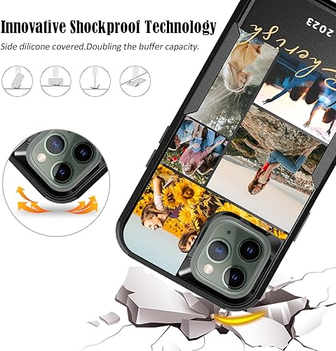 Vista 108 de Funda de fotos personalizada para Apple iPhone 11 Pro Max, patrón de collage a cuadros, personalizado para hacer imágenes en gruesa 3 híbrida Rosa