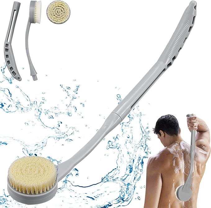 Back Brush Long Handle for Shower, 20.5” Back Bath Brush