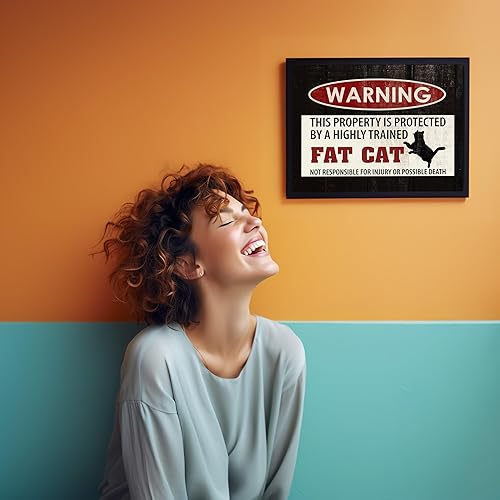 Miniatura 3 de Warning-Property Protected By Highly Trained Fat Cat- Funny Pet Wall Decor, Replica Sign Wall Art Print, Ideal For Humorous Home Decor, Entry Way