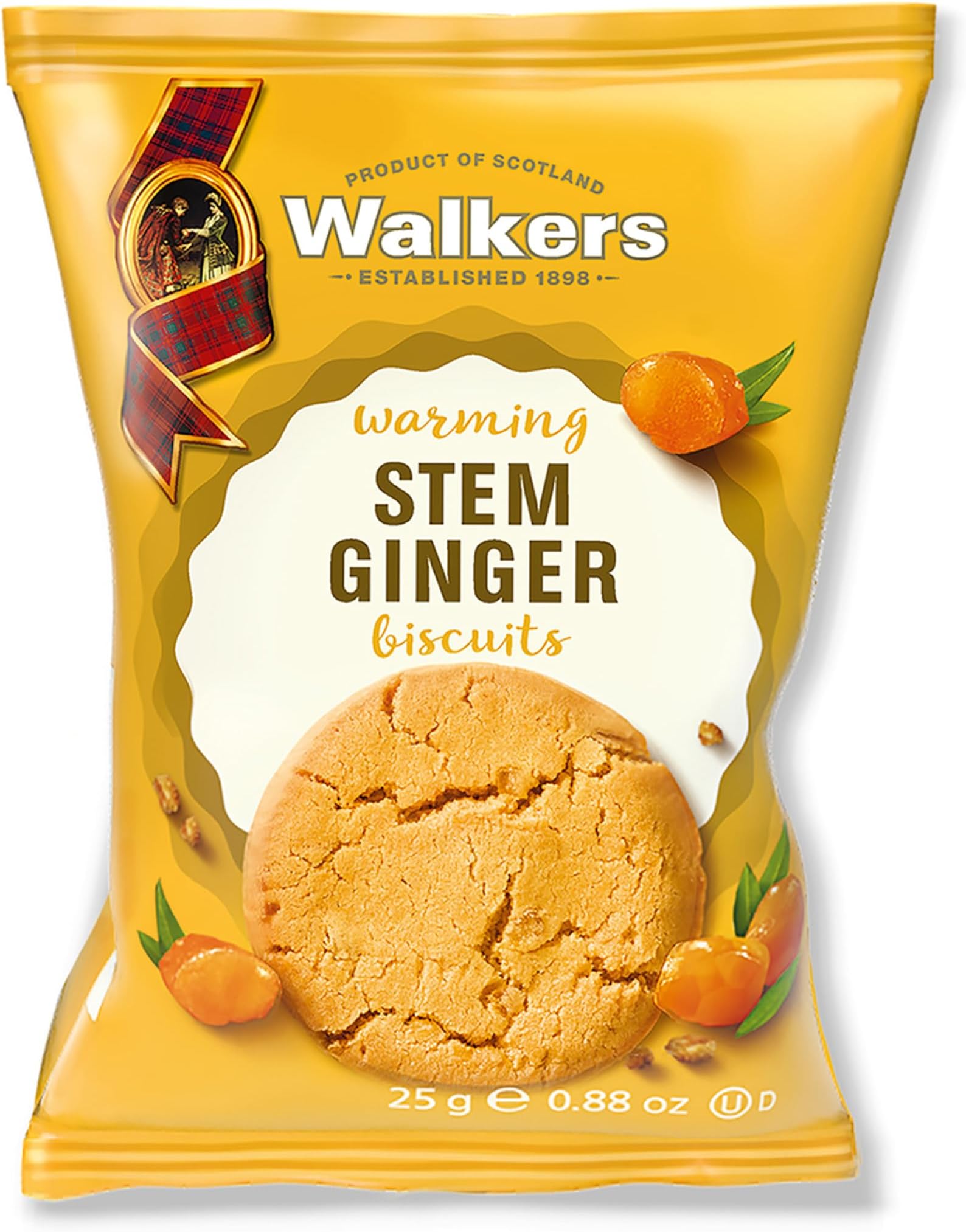 Shortbread Twin Pack Stem Ginger Biscuits – Traditional Pure Butter Scottish Shortbread, 25 g (100× Twin Packs)