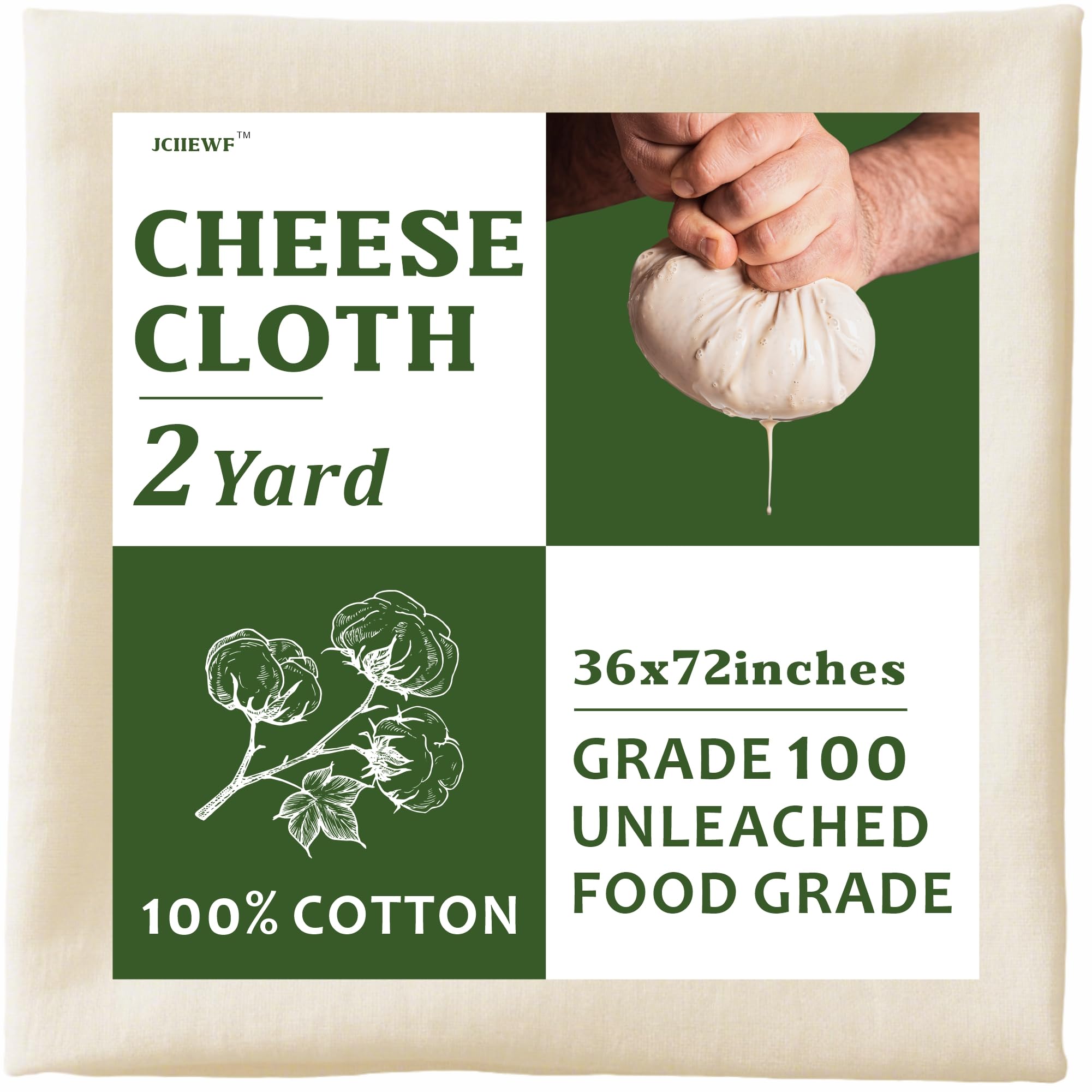 2 Yard 36x74 Inch Unbleached Cotton Cheese Cloth, Grade 100 XL CheeseCloth, Reusable for Food Straining &amp; Cooking, Unfinished Edges Allow Custom Cutting, Premium Butter Muslin