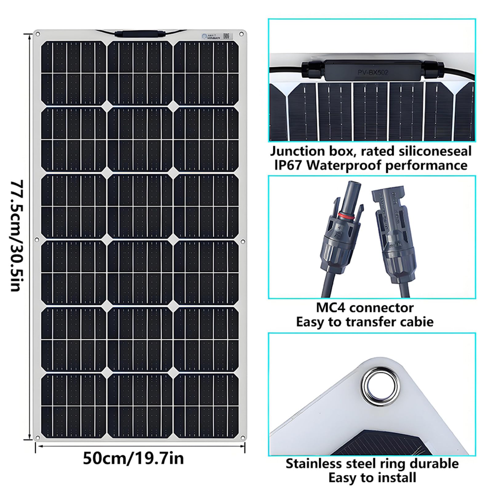 Kit Pannello Solare Flessibile 300W 18V Monocristallino Regolatore Solare 40A Modulo Fotovoltaico per Ricarica Batterie 12V - Camper Roulotte Barche Tetti 6 * 300W