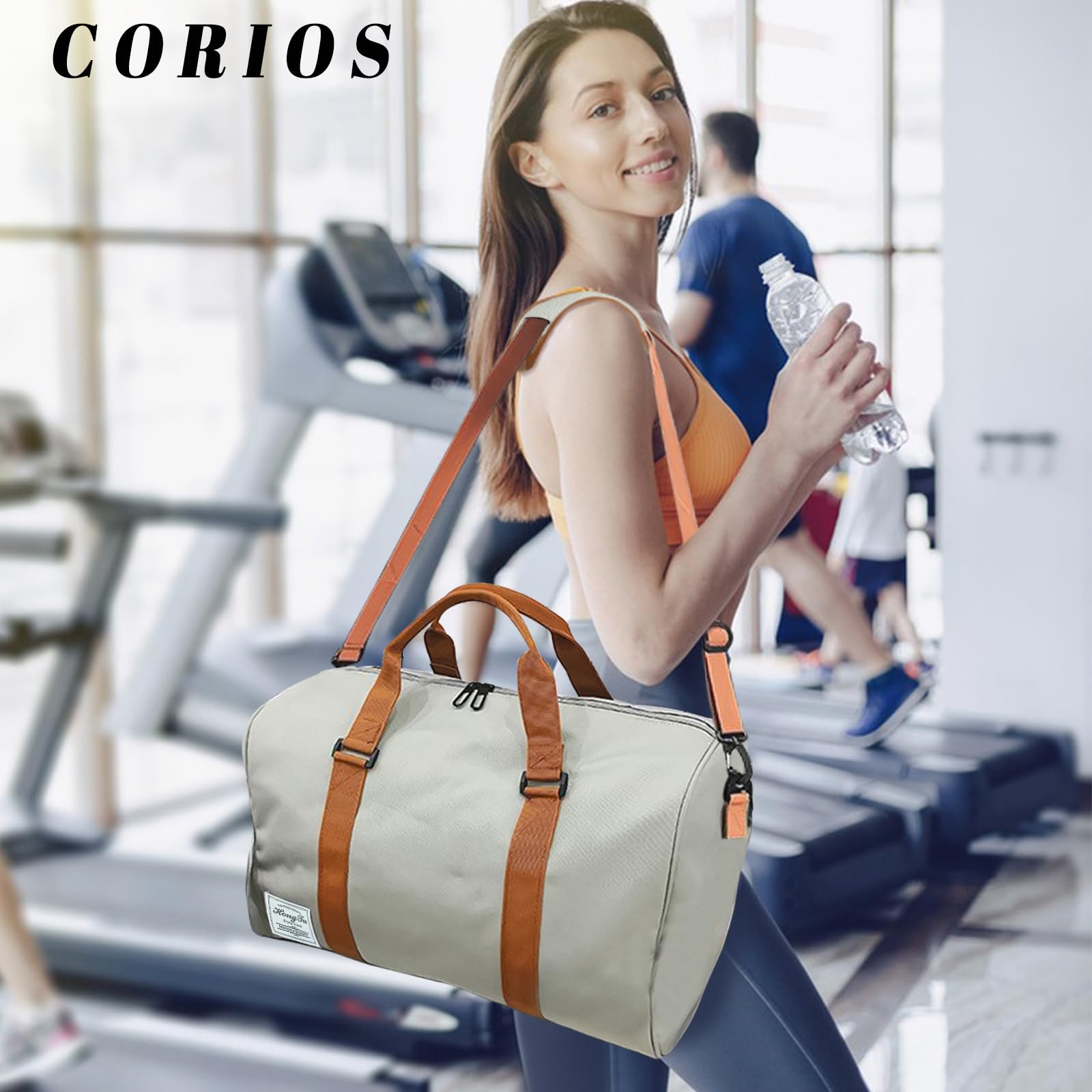 CORIOS Borsone da Viaggio Uomo/Donna Borsa Sportiva con Scomparto Scarpe Grande Capacità Borsone Palestra Weekender/Pernottamento Bagaglio a Mano per Sport Viaggi Palestra Grigio