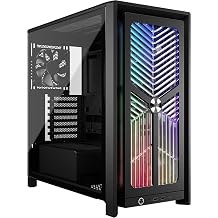 CORSAIR FRAME 4000X RS Mid Tower PC Case - Illuminated Front Panel RGB, Includes 4 RS120 Fans, InfiniRail Fan Mount System, GPU Anti-Sag Stabilizing Arm - Black CC-9011302-WW