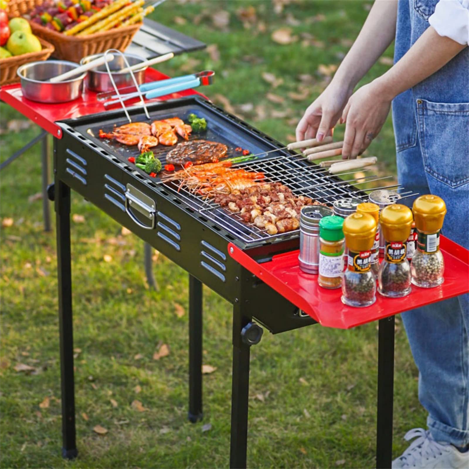 アウトドア用品まとめ売り！ポータブルエアマットレス　シュラフ　BBQグリル　鍋他 Folding-Gas-BBQ-Grill-Portable