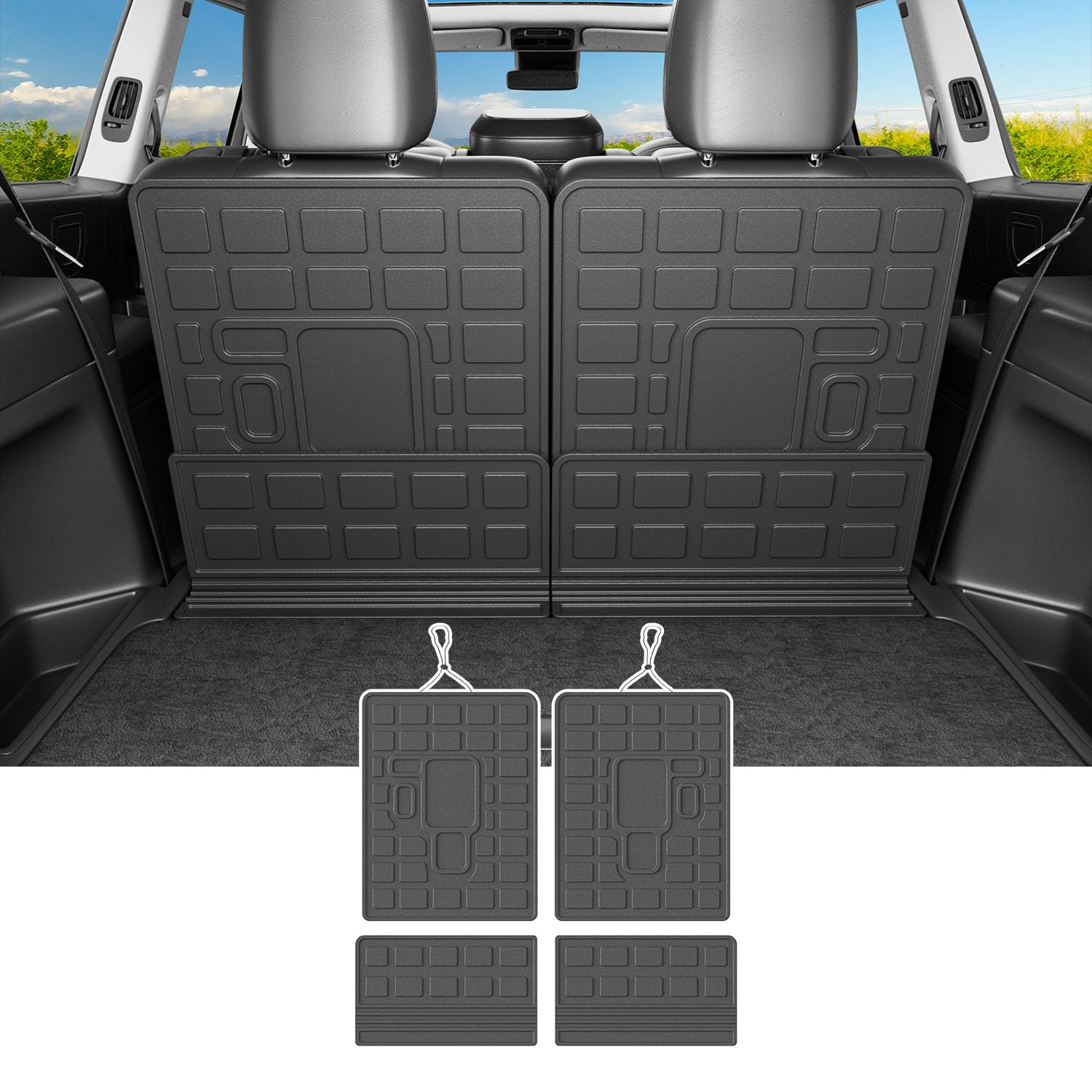 powoq Cargo Mat Compatible with 2021-2025 Jeep Grand Cherokee L Trunk Mat Overland Cargo Liner TPE Backrest Trunk Liner Replacement for 2021-2025 Jeep Grand Cherokee L Accessories