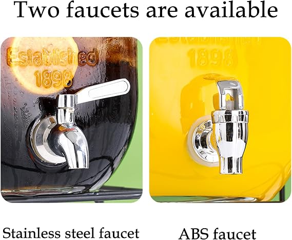 Glass Drink Dispenser with Stand,Glass Jar Beverage Dispenser with Stand,Glass Water Dispenser Countertop for Weddings,Pitchers for Drinks,Lemonade Dispenser,ABS faucet,4L [Energy Class A]