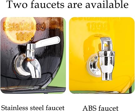 Glass Drink Dispenser with Stand,Glass Jar Beverage Dispenser with Stand,Glass Water Dispenser Countertop for Weddings,Pitchers for Drinks,Lemonade Dispenser,ABS faucet,4L [Energy Class A]