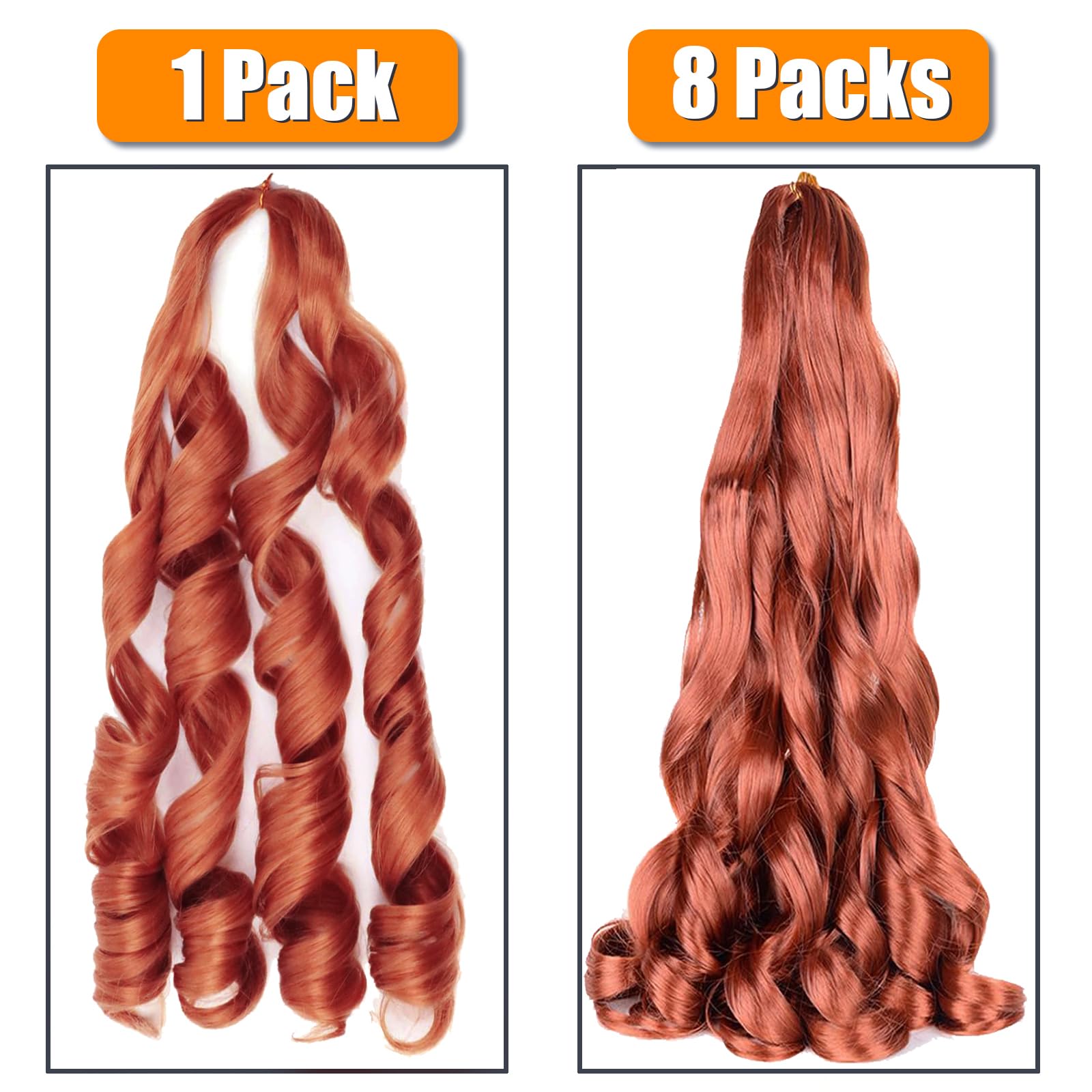 Curly Braiding Hair 24 Inch 8 PacksPre Stretched French Braiding Hair With Curly Ends French Curl Braids Crochet Hair Extensions (350# - Image 4