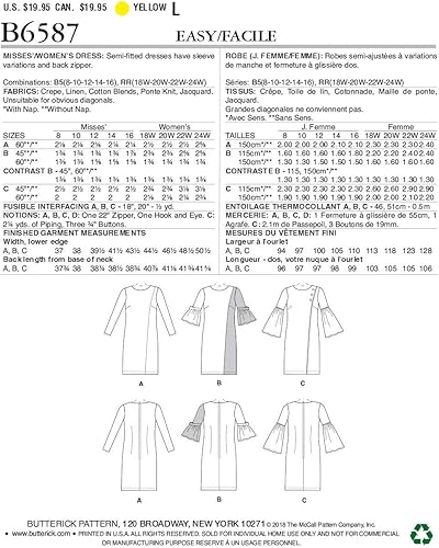 Miniatura 2 de Butterick Patterns - Patrones de costura para vestidos de mujer tallas 18 a 20 W 22 a 24 W color blanco