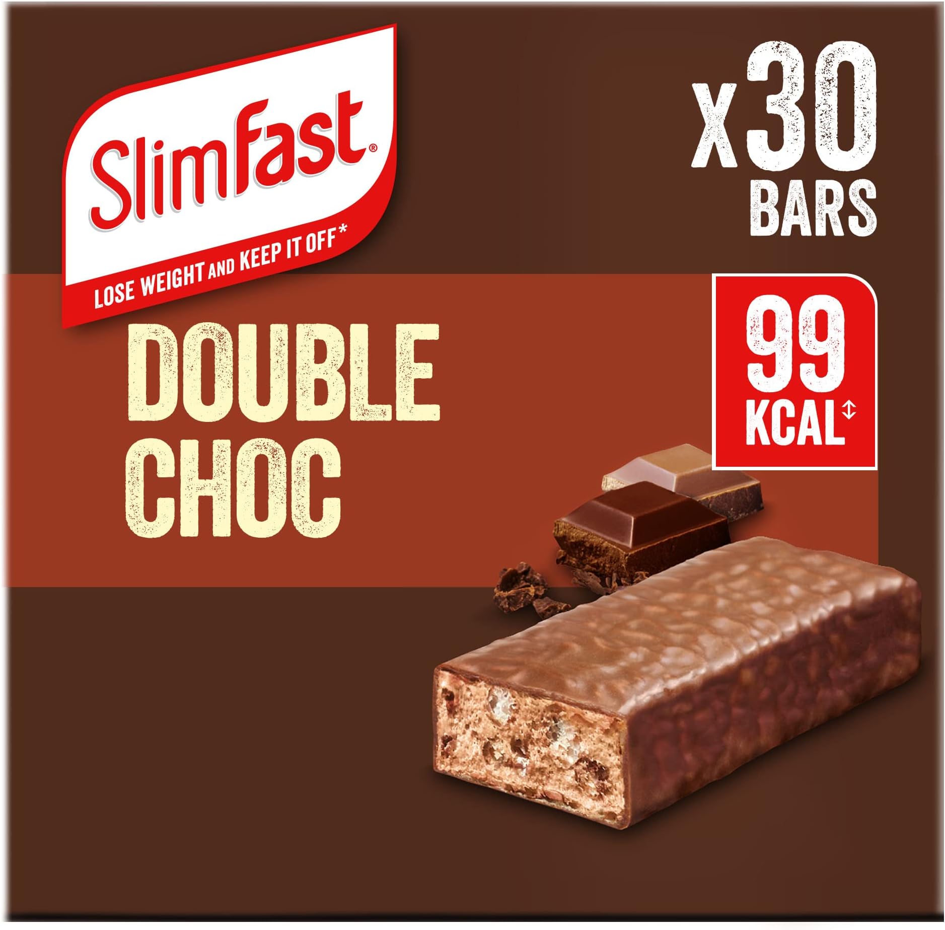 Snack Bar, Low Calorie Snack, Double Choc Flavour, 30 x 25 g Multipack