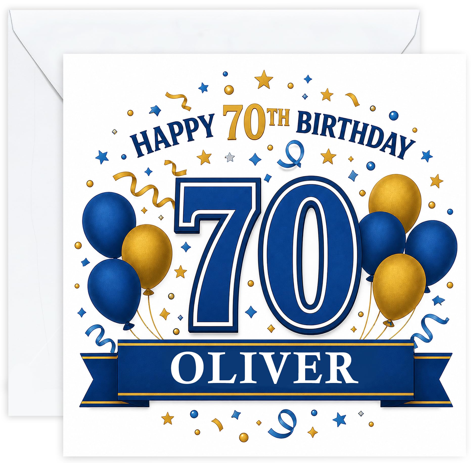 Personalised 70th Birthday Card for Him | Seventieth Birthday Card for 70 Year Old Men | Husband Dad Grandad Brother Friend | Male Birthday Card with Name (Design 01)