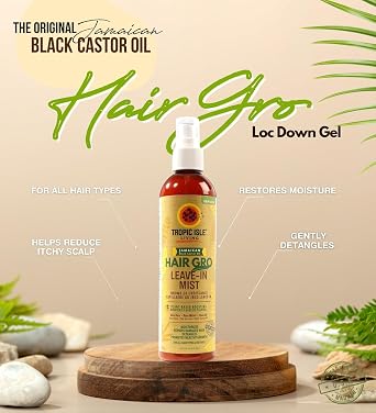 Tropic Isle Living Leave In Conditioner For Black Women 2x Hair Gro Leave-In Mist 8oz Bundle with Rose Water, Aloe Vera & Shea Oil Detangling, Moisturizing, and Strengthening Gift Set (2 Items)
