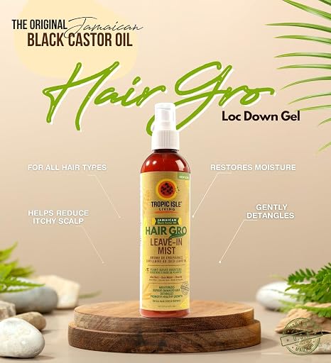 Tropic Isle Living Leave In Conditioner For Black Women 2x Hair Gro Leave-In Mist 8oz Bundle with Rose Water, Aloe Vera & Shea Oil Detangling, Moisturizing, and Strengthening Gift Set (2 Items)