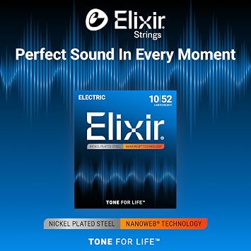Elixir 12077 Nanoweb Light Heavy Electric Guitar String (10-52)