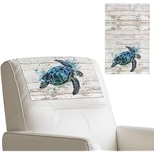 Xoenoiee Sea Turtle Woodgrain White Print Headrest Cover for Recliner Chair Leather Sofa Headrest Cover Head Protector Furniture Protector for Recliner Sofa Slipcovers, 1Pcs