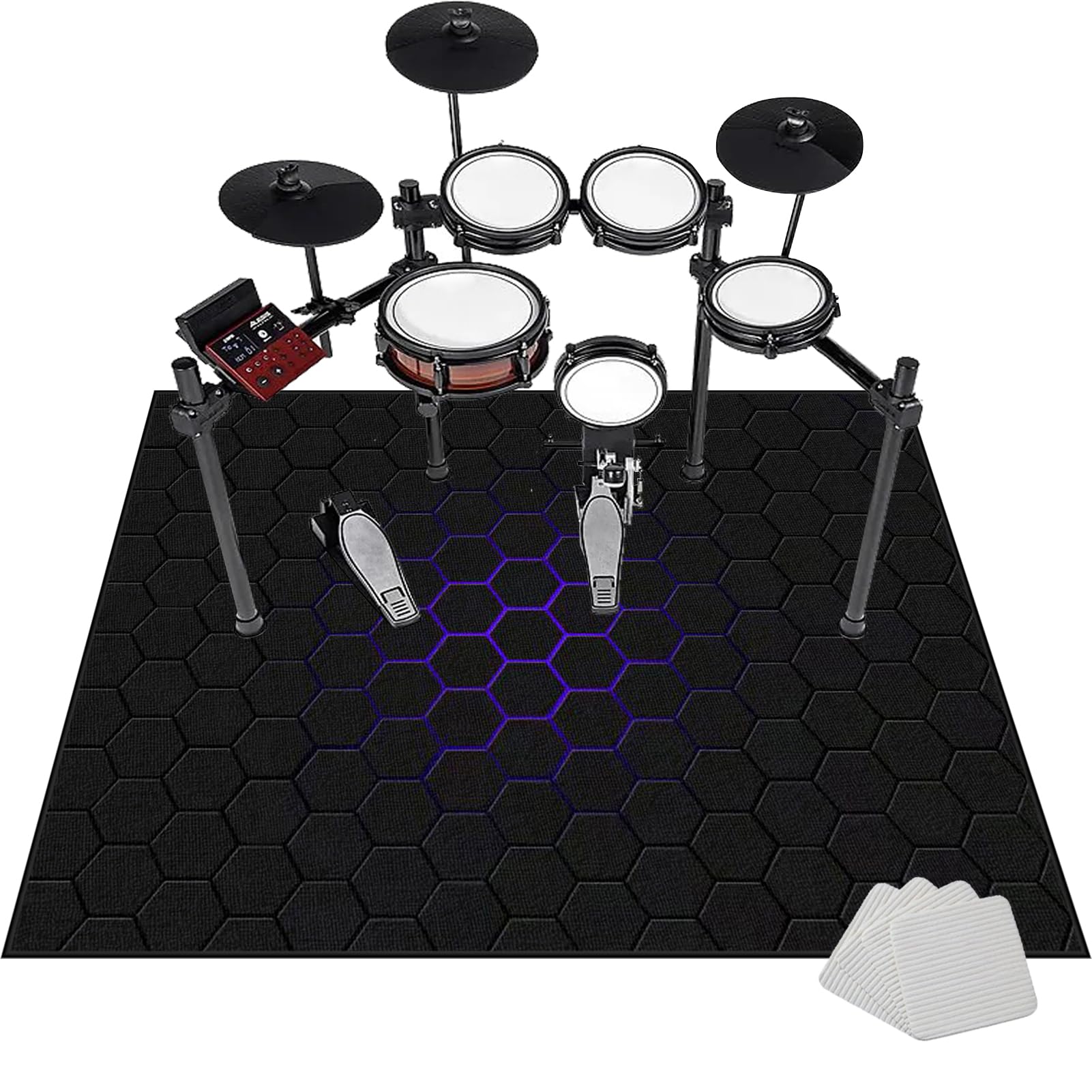 Schlagzeugteppich Drum Teppich Professionelles rechteckiges Schallschutz Trommelmatte 160 x 120 cm Elektrisches Schlagzeug Teppich Music Carpet Innen und Außen Trommelteppich für Studio Wohnung