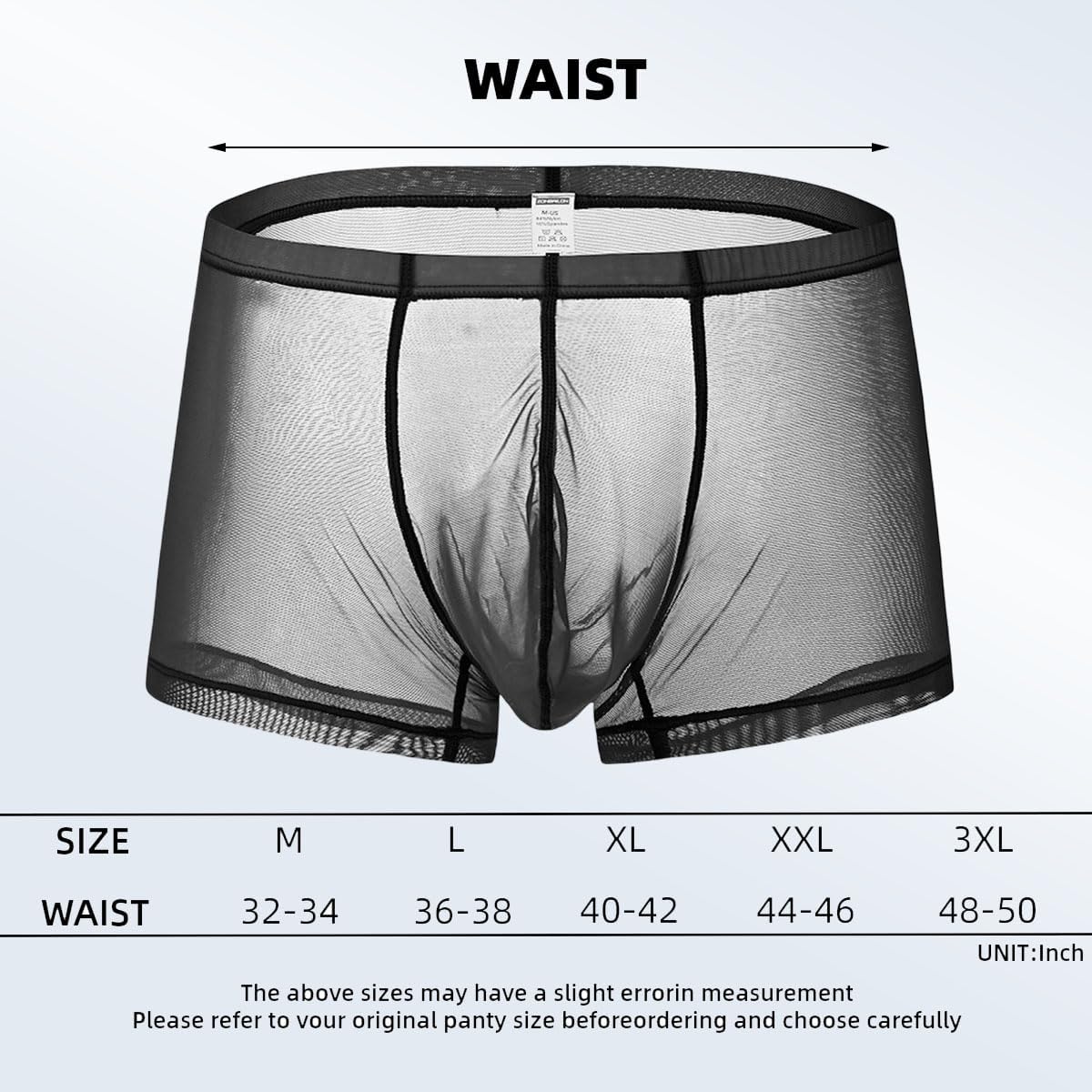 Men's See Through Underwear Ultra Sheer Boxer Briefs Bulge Enhancing Ball Pouch Trunk Underwear - Image 6