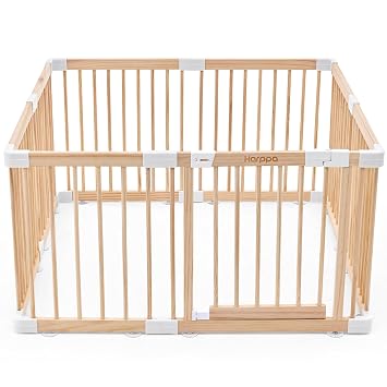 HARPPA Grovi Baby Gate Playpen, Wooden Playpen for Babies and Toddlers, Large Baby Fence Play Yard GREENGUARD Gold 43.3 x 43.3 x 24 inch