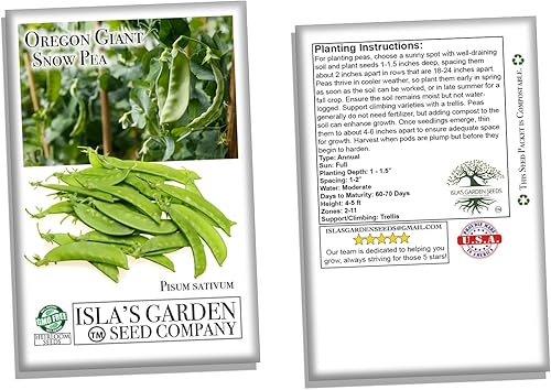 Miniatura 5 de Semillas de guisantes de nieve gigantes de Oregon para plantar, más de 25 semillas de reliquia por paquete, semillas de jardín de Isla (semillas de