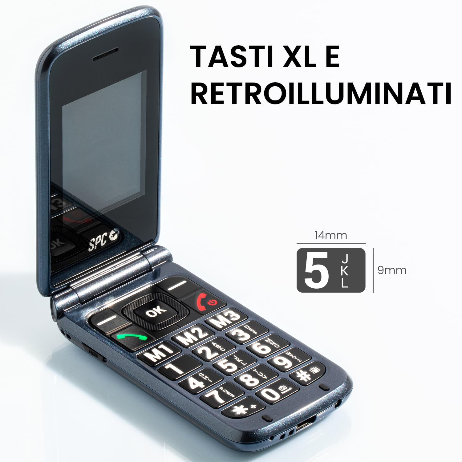 SPC STELLA 3 - Cellulare senior, 4G, tasti grandi, Nero | Base ricarica, SOS, configurazione a distanza, 3 tasti di memoria diretta, compatibile con apparecchi acustici, display 2,8"