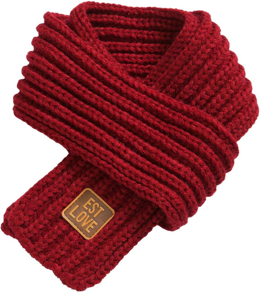 Kids Winter Knitted Warm Scarf Boys Girls Toddlers Solid Color Soft Scarfs Neck Warmer