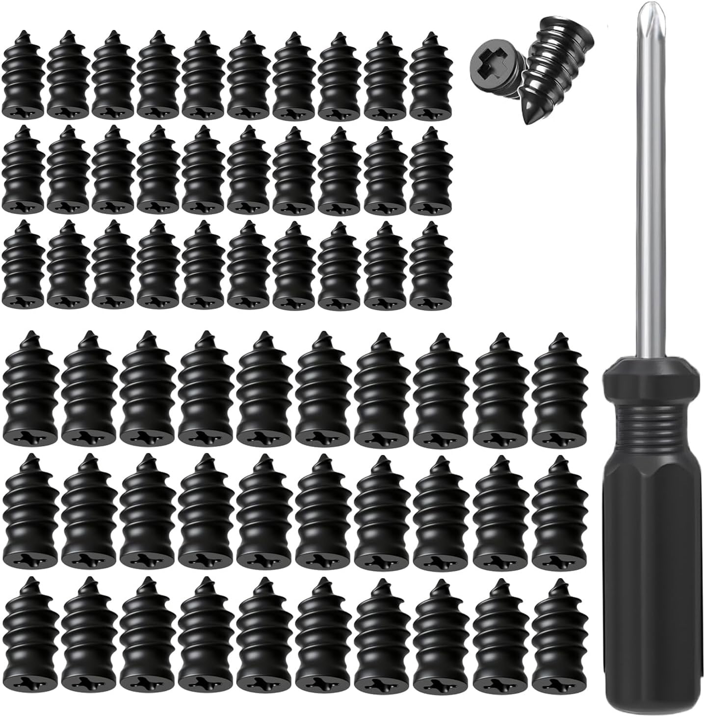Tire Repair Nails Kit with 2 Sizes, Screw in Tire Repair Plugs with Box and Screwdriver, Fast Self-Service Tire Repair Tools (30 Set)