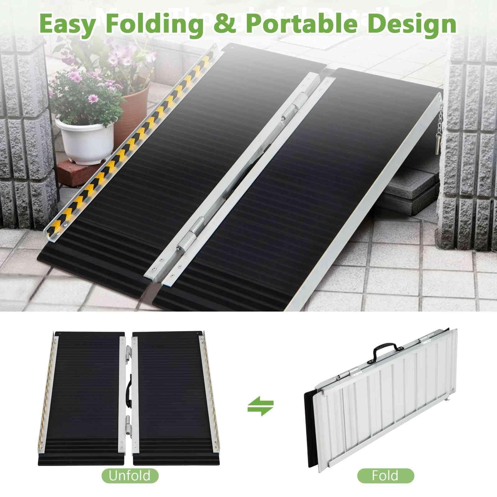 Rampa De Escalada Auxiliar Móvil For Silla De Ruedas De 3 Pies/4 Pies/5 Pies/6 Pies, Rampa De Umbral De Aluminio Portátil Con Placa De Transición, Rampas Telescópicas For Scooter De Movilidad For Esca