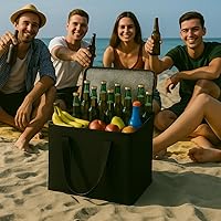 Vista 9 de musbus - Paquete de 2 bolsas aislantes reutilizables para comestibles, bolsa enfriadora plegable para comestibles, bolsa aislante grande resistente