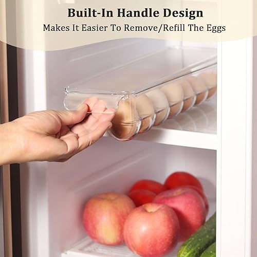 Miniatura 5 de Contenedor de huevos para refrigerador, soporte de plástico para huevos de 14 unidades, contenedor de almacenamiento de huevos, organizador de